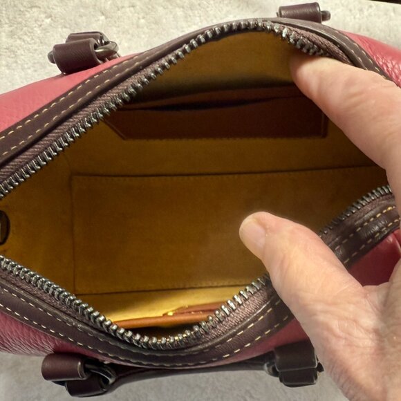 COACH Ruby 18 Satchel in colorblock Pewter/Rouge Multi. Authentic CA116 - Picture 6 of 9